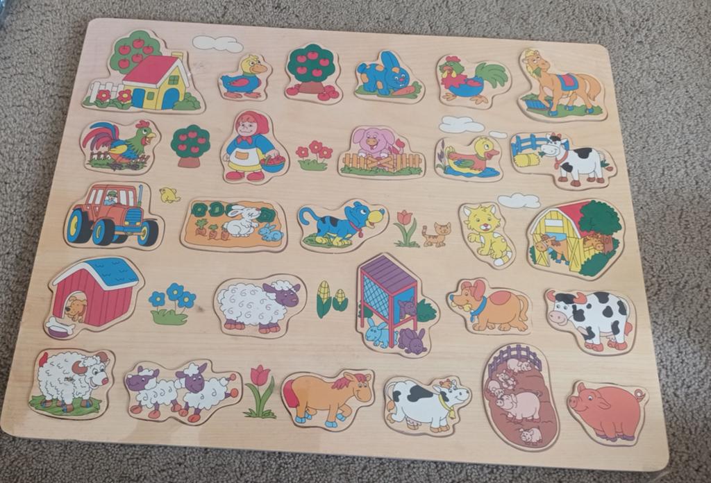 Nieuw in folie: Houten boerderij legpuzzel voor kinderen, Ophalen of Verzenden, 10 tot 50 stukjes, Nieuw