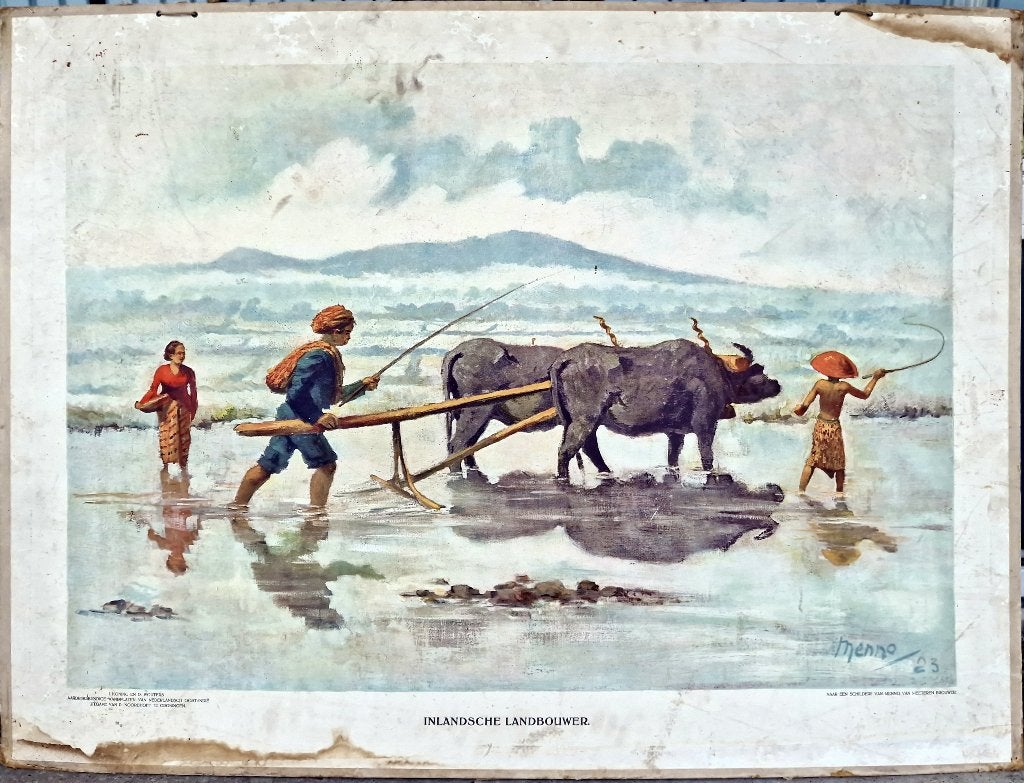 Inlandsche Landbouwer / Menno van Meeteren Brouwer, Antiek en Kunst, Antiek | Schoolplaten, Ophalen, Geschiedenis