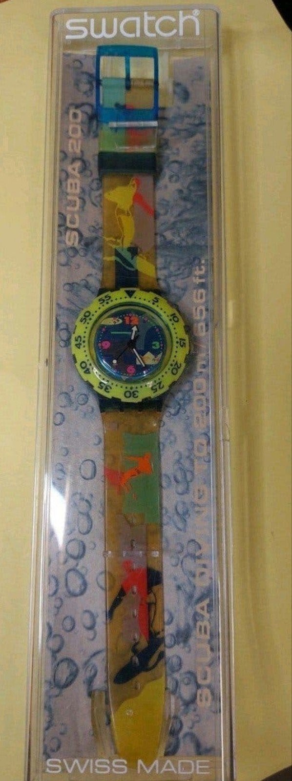 Swatch Scuba 200. SDN105. 'Over the wave'. 1993. Diver., Verzenden