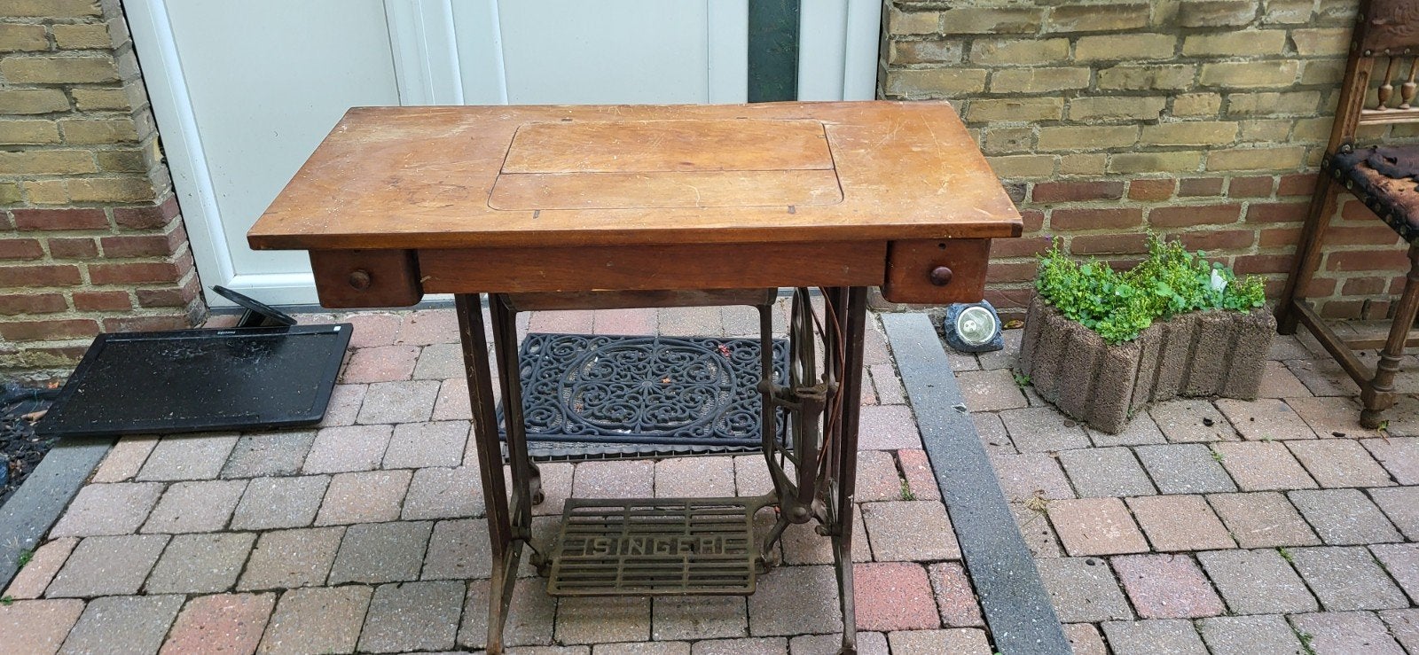 Antieke Singer Naaimachine met Tafel - Decoratief, Antiek en Kunst, Ophalen of Verzenden