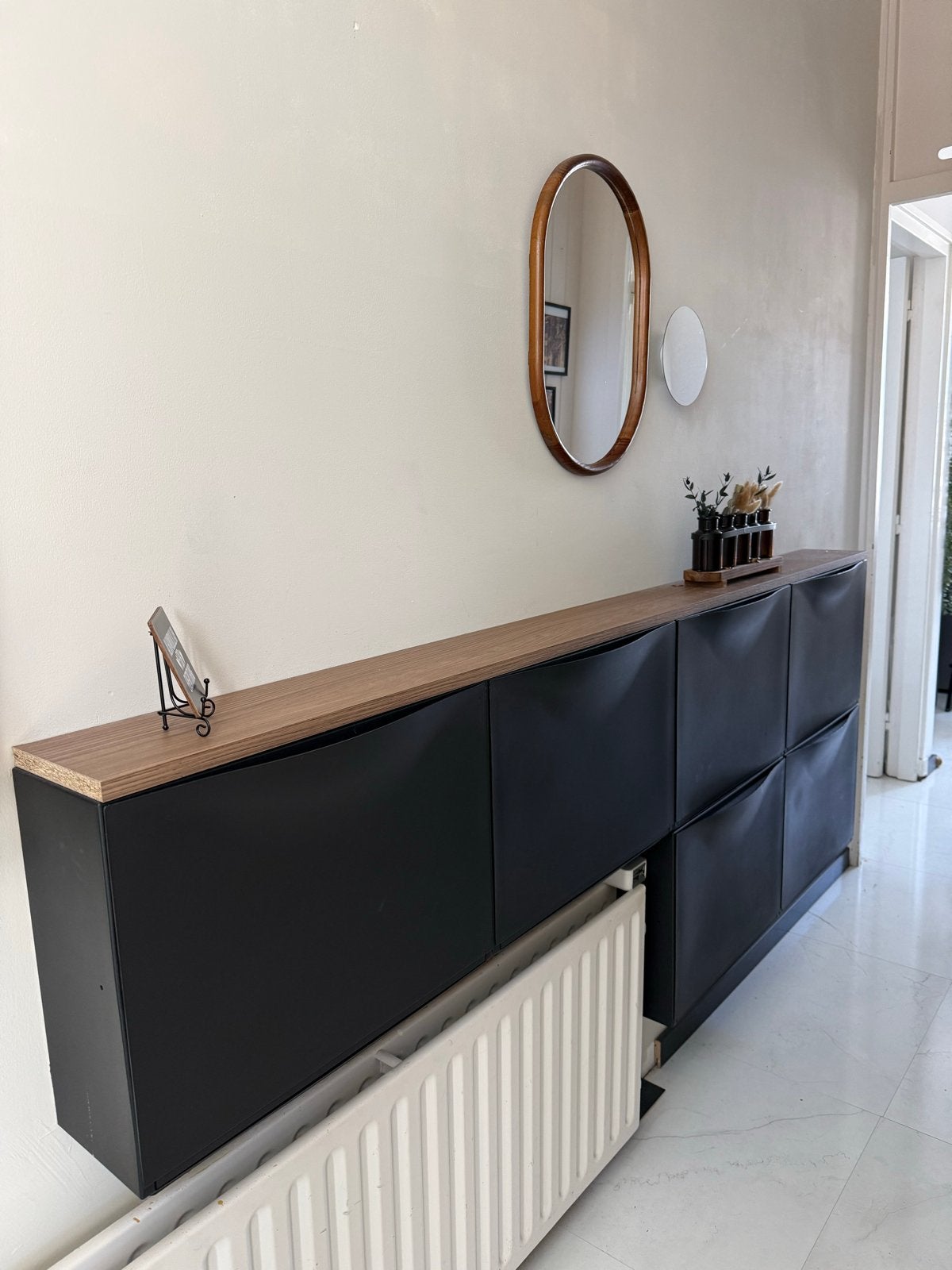 6x IKEA schoenenkasten met houten blad - Zwart/Hout, Ophalen, Zo goed als nieuw