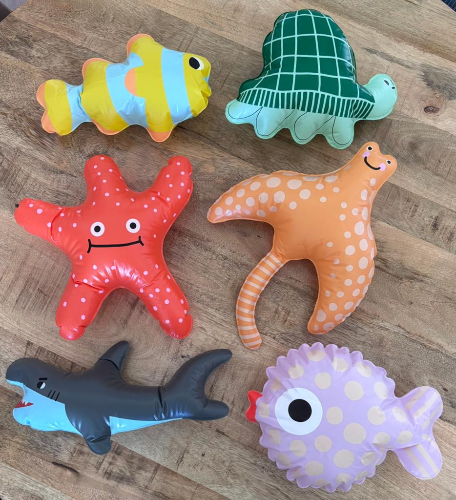 Set van 6 HEMA Opblaasbare Zeedieren / Opblaasfiguurtjes, Ophalen of Verzenden, Zo goed als nieuw