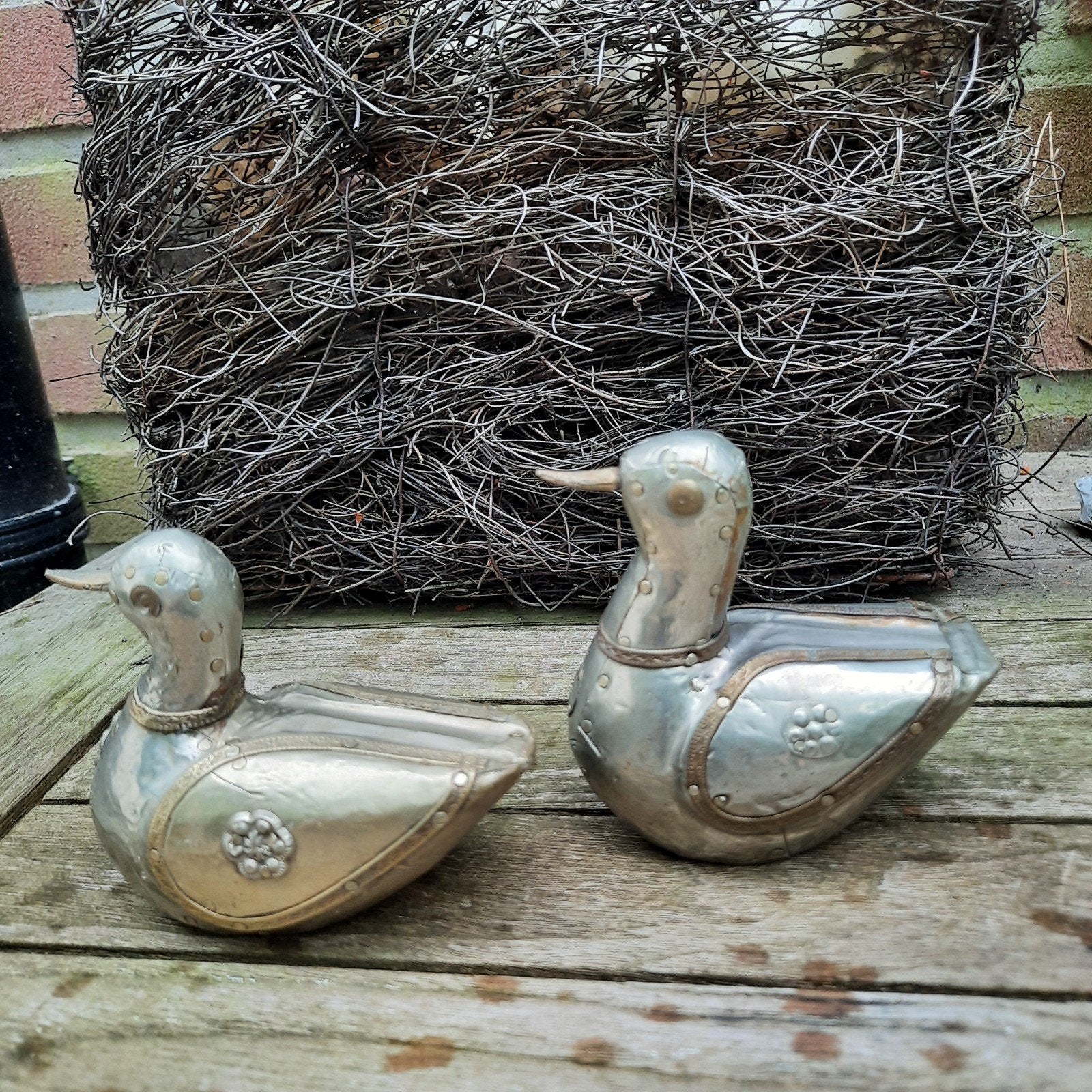2 zilverkleurige eendjes, Ophalen of Verzenden