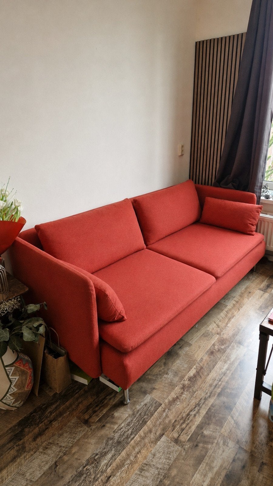 3-zits bank in terracotta kleur, Ophalen, Gebruikt, Driepersoons, 75 tot 100 cm