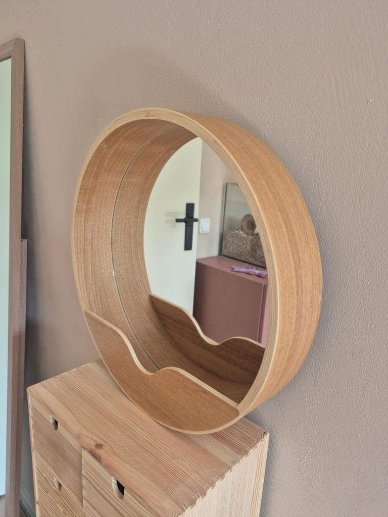 Spiegel Zuiver 40 x 40 cm rond, Huis en Inrichting, Woonaccessoires | Spiegels, Ophalen, Minder dan 50 cm, Rond, Zo goed als nieuw