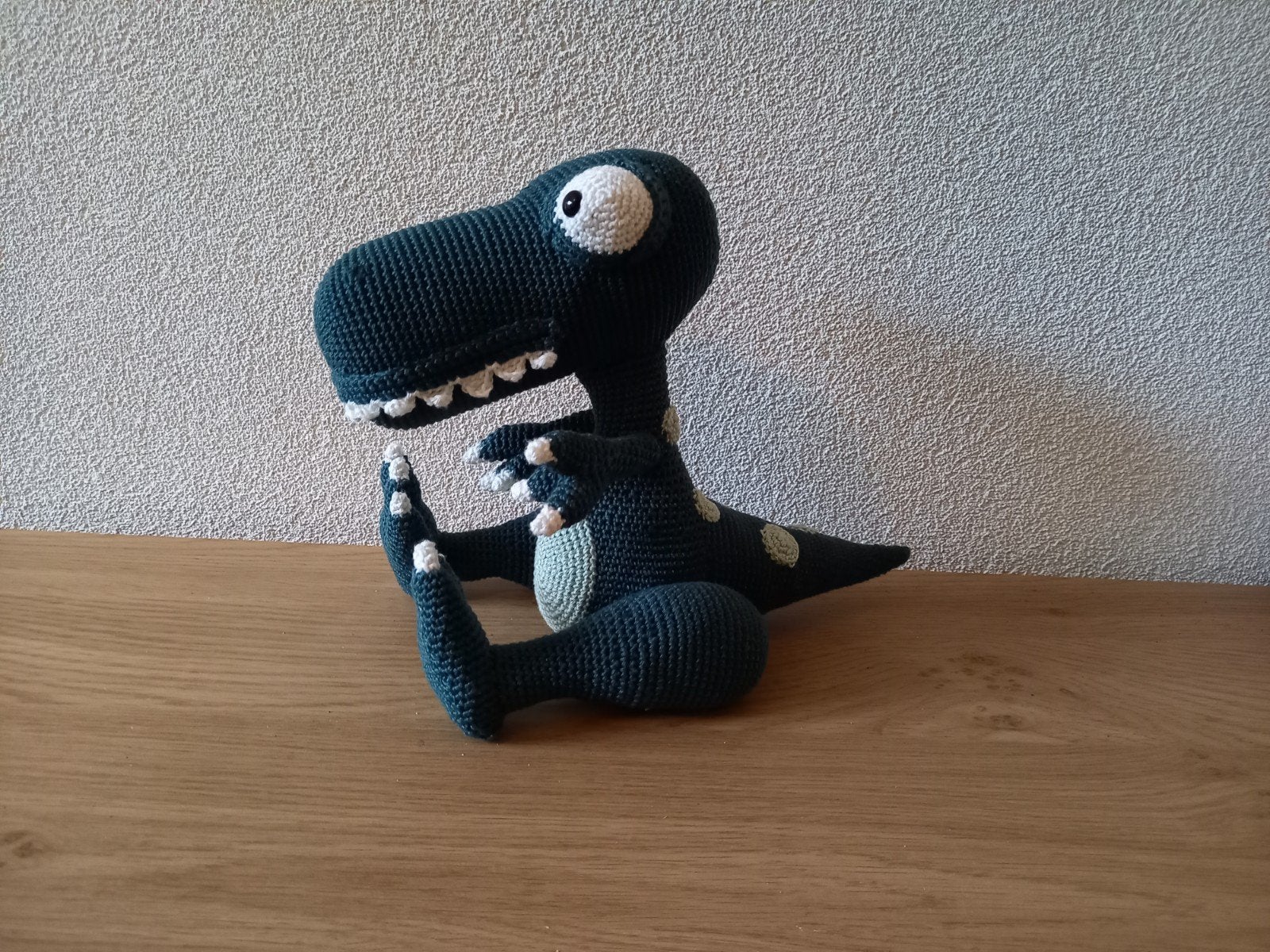 Gehaakte Dinosaurus Knuffel - Handgemaakt en Uniek, Groen, Nieuw, Ophalen of Verzenden, Middelgroot (20 tot 80 cm)