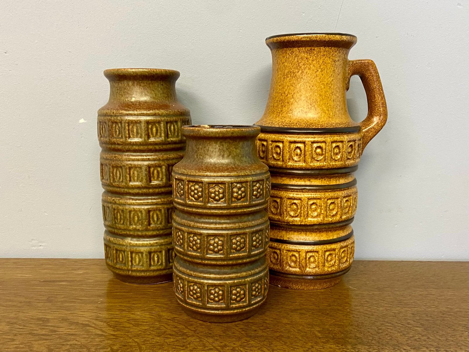 3x vintage west germany scheurich keramiek vaas, Ophalen of Verzenden