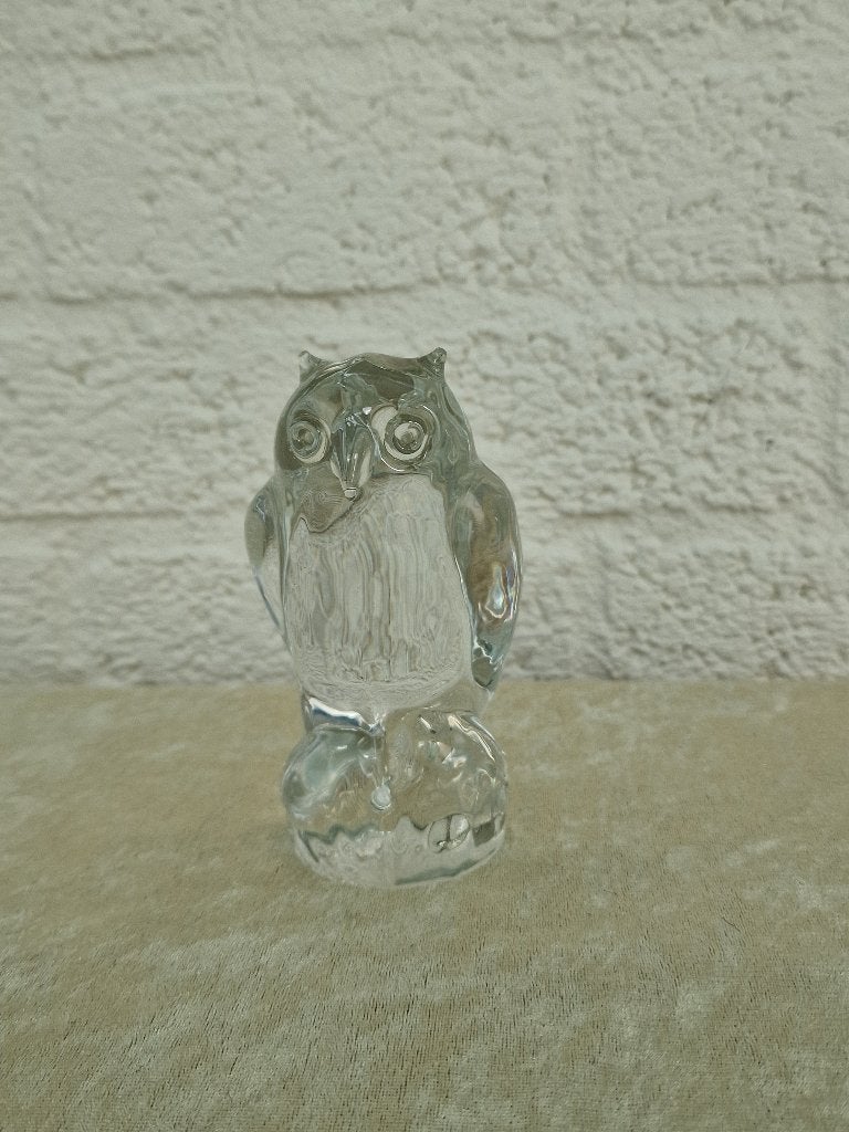Vintage glazen uil beeldje decoratie, Verzamelen, Beelden en Beeldjes, Ophalen of Verzenden, Zo goed als nieuw, Dier