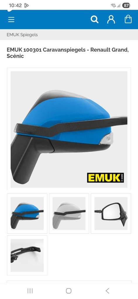 Emuk caravanspiegels, Ophalen, Nieuw, Renault