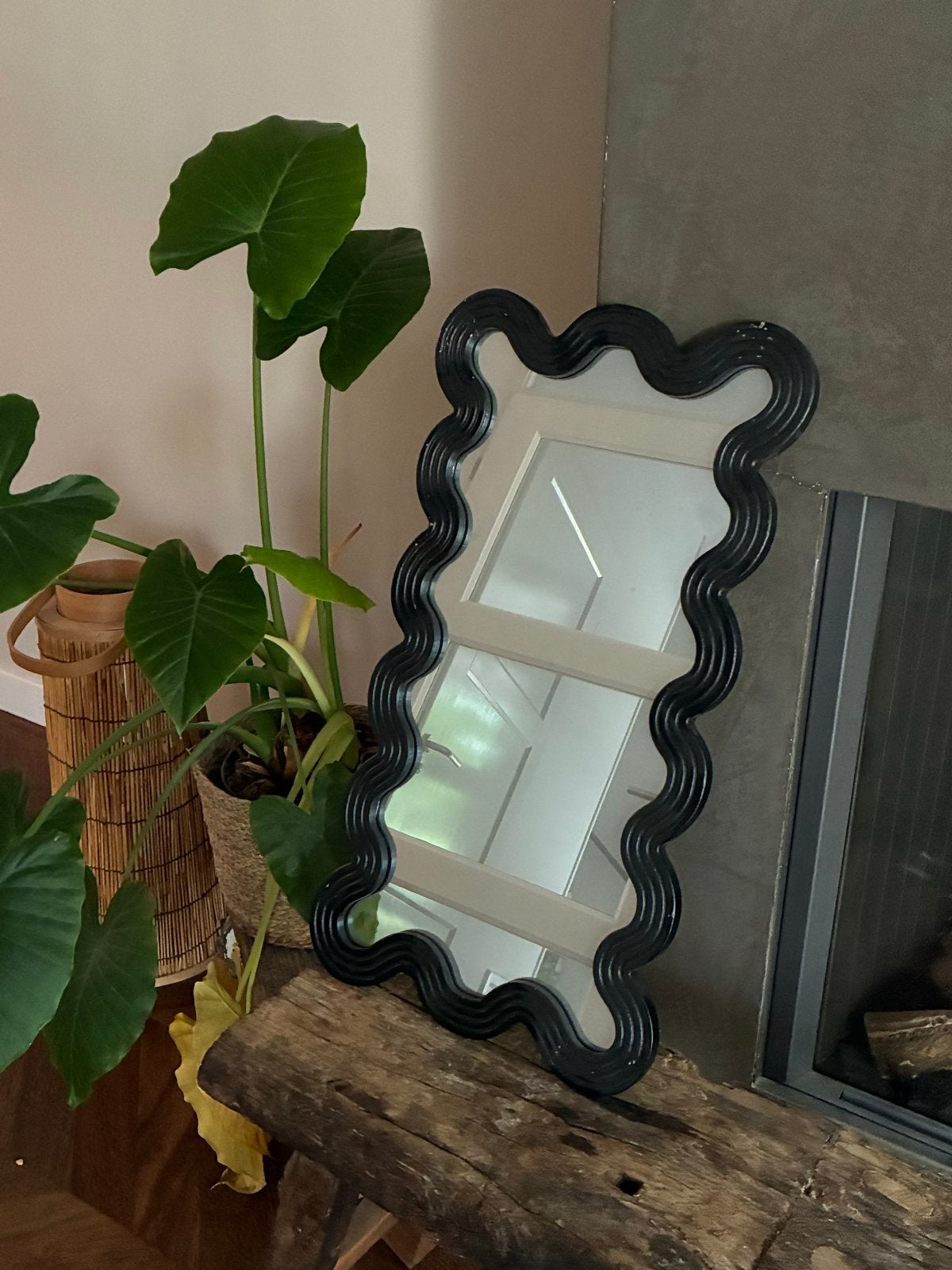 Blokker spiegel met golvende rand - 32x60 cm, Huis en Inrichting, Ophalen, Minder dan 50 cm, Gebruikt, Minder dan 100 cm