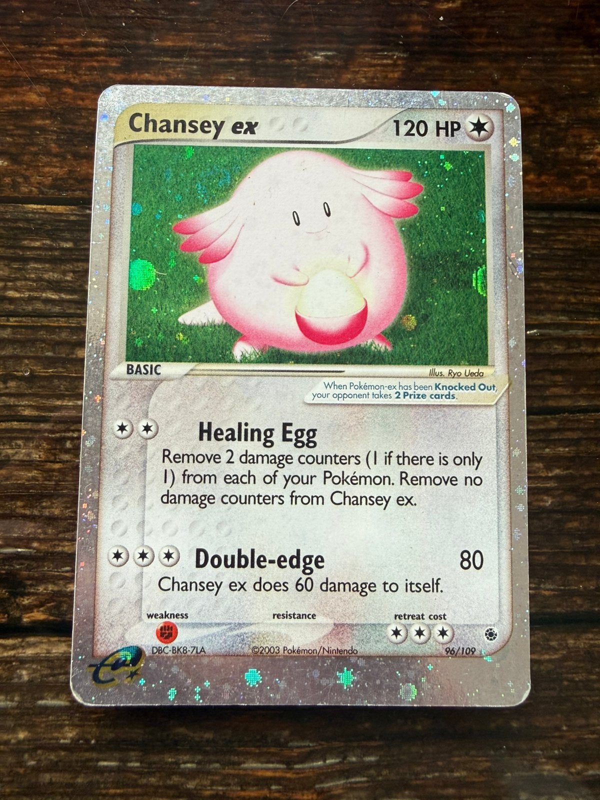 Chansey ex 96/109 EX Ruby & Sapphire Pokémon Kaart, Ophalen of Verzenden, Gebruikt, Losse kaart, Foil