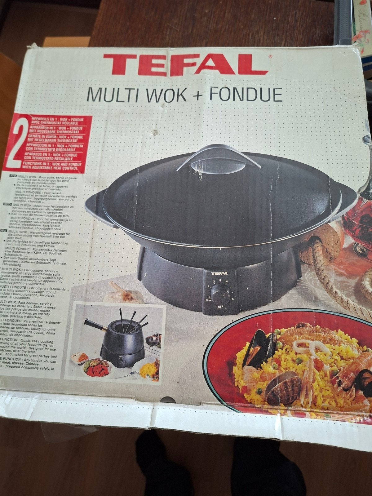Tefal Multi Wok + Fondue - 2-in-1 met regelbare thermostaat, Ophalen of Verzenden, Nieuw