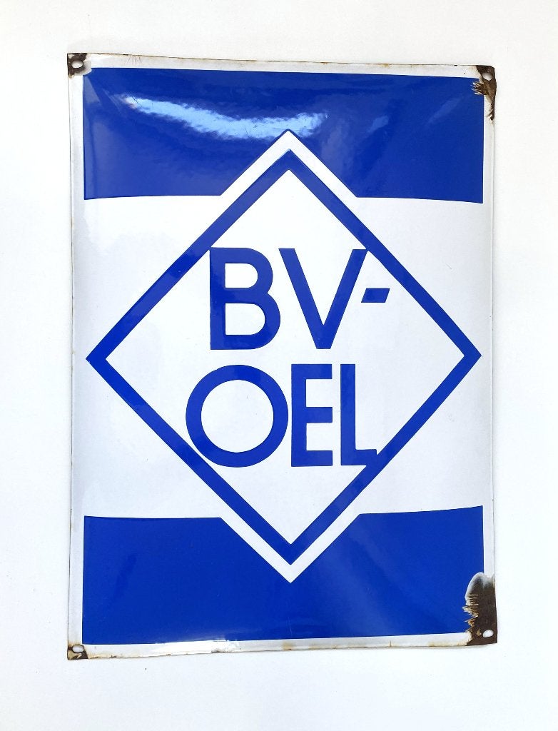 BV-Oel emaille bord., BV Oel, Reclamebord, Gebruikt, .