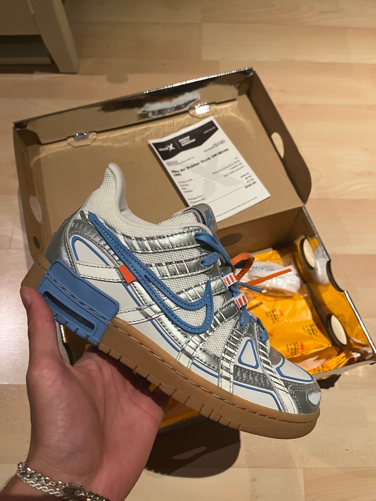 Nike Dunk Low Off-White Rubber UNC, Kleding | Dames, Blauw, Nieuw, Ophalen of Verzenden, Sneakers of Gympen