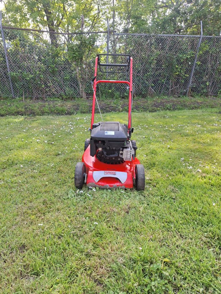 Sabo Grasmaaier met Turbo-Star Aandrijving, Tuin en Terras, Grasmaaiers, Gebruikt, Benzine-grasmaaier, 40 t/m 49 cm, Cirkelmaaier
