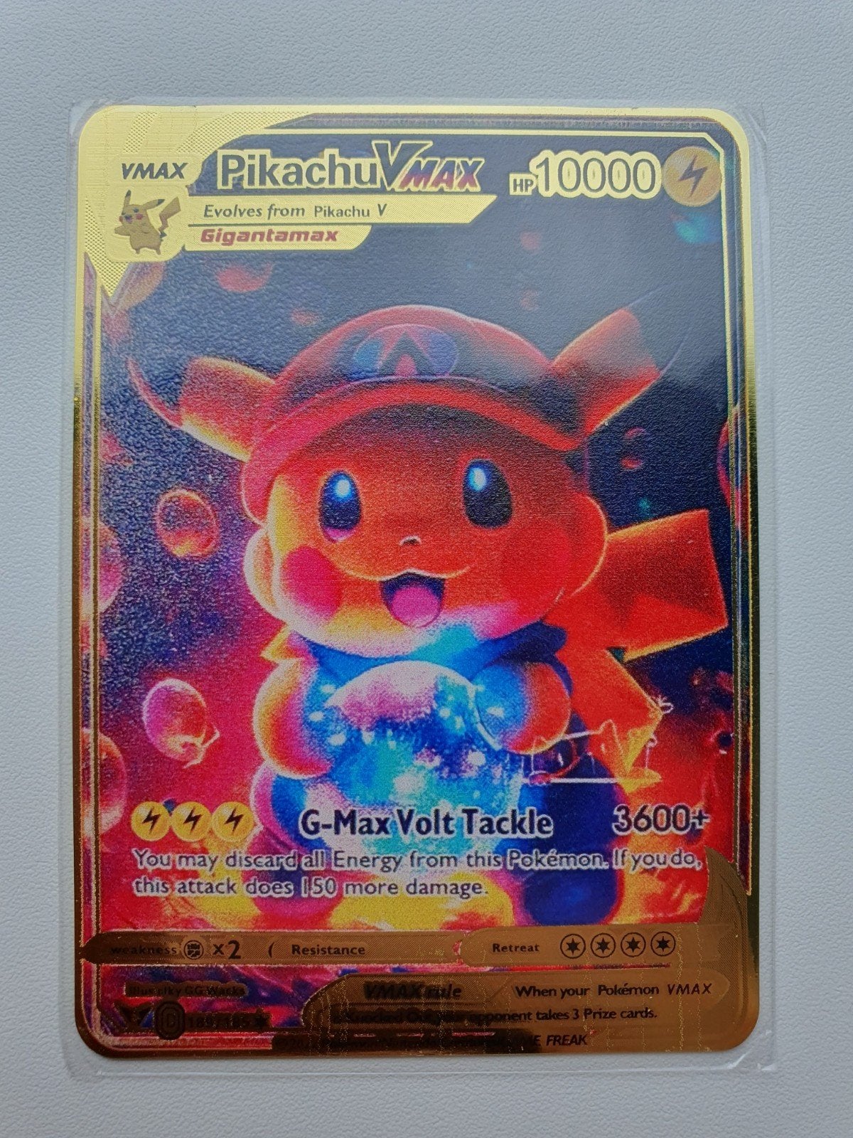 Mario Pikachu Artwork Metalen Pokemon kaart Goudkleurig, Verzenden, Nieuw