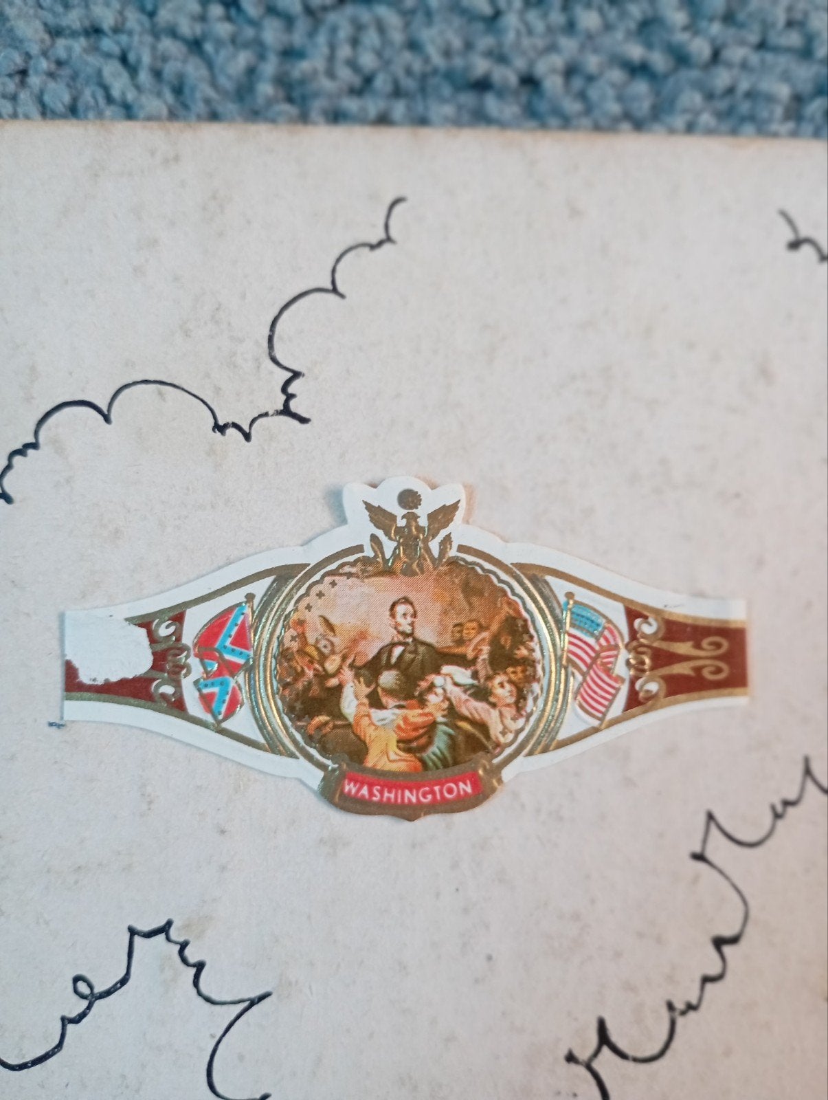 Vintage Sigaren banden George Washington, Verzenden, Gebruikt, Reclamebord