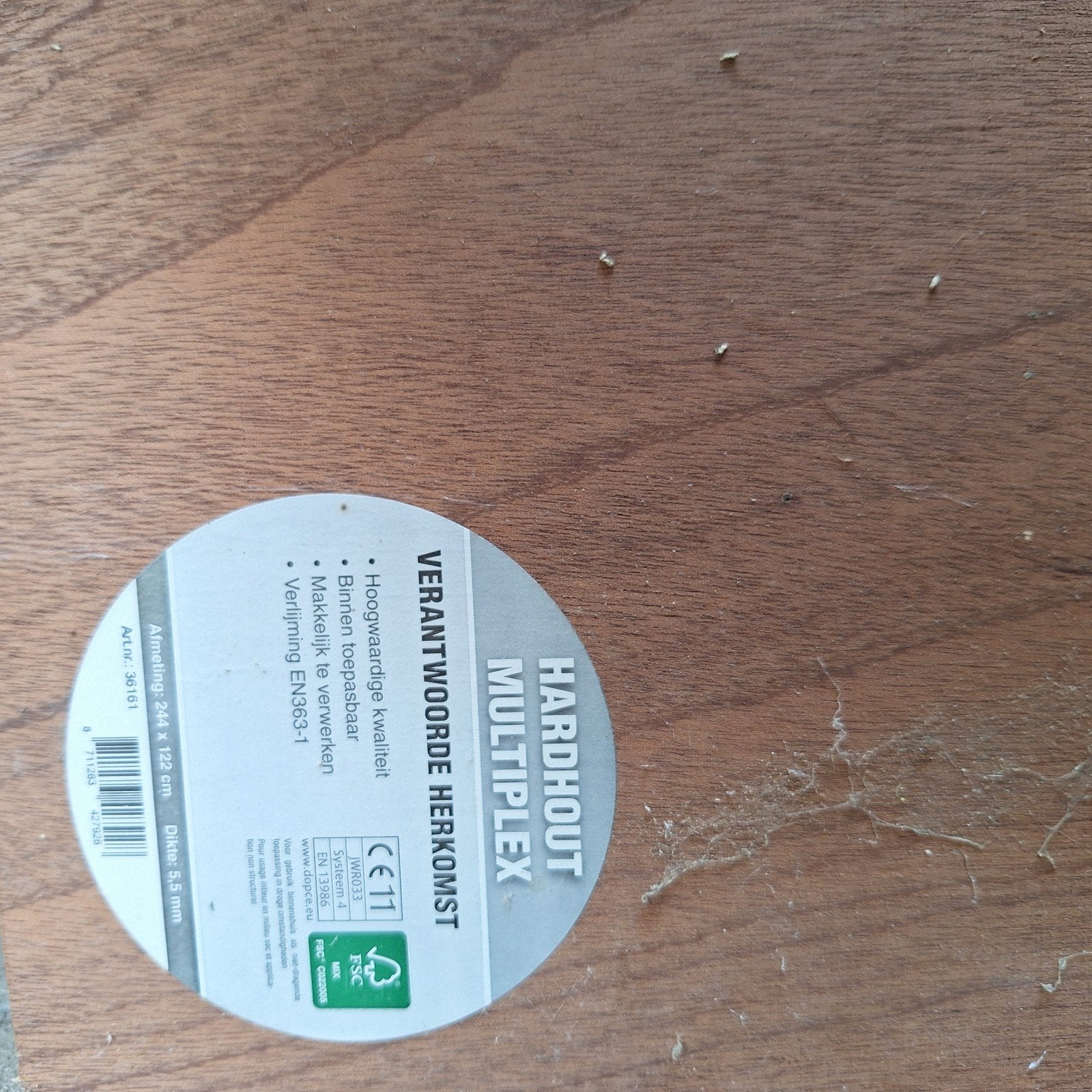 Gratis: Hardhout Multiplex plaat (244x122x0.58cm, Ophalen, Gebruikt, Minder dan 25 mm, Overige typen
