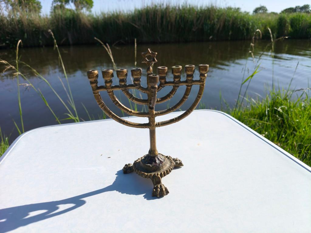 Joodse kandelaar, 9 armen, Chanoekia, brocante Chanoeka ., Ophalen of Verzenden