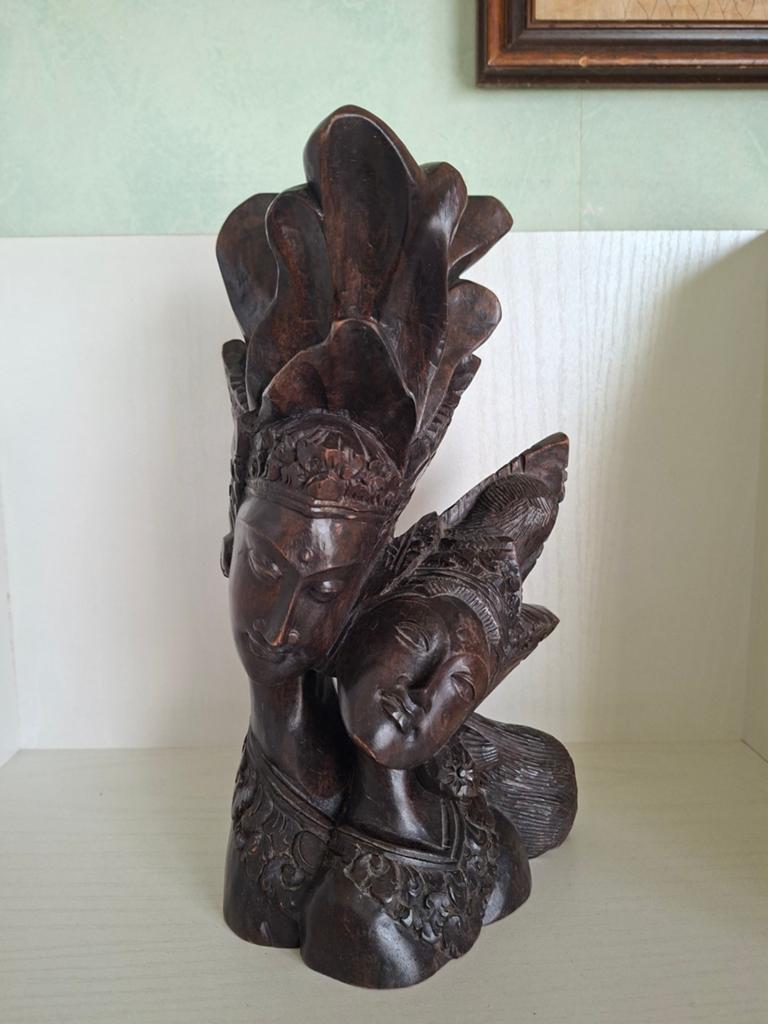 Mooi Balinees houtsnijwerk/ Rama & Sita/ jaren '50, Ophalen of Verzenden