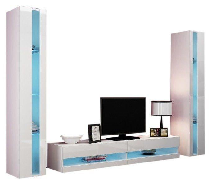 VOORRAAD Zwevende halfopen kolomkast Mat / Hoogglans Wit, Met deur(en), Glas, Nieuw, 150 tot 200 cm