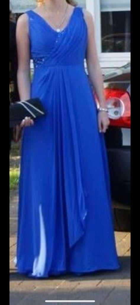 Elegante kobaltblauwe galajurk, maat XS, Galajurk, Blauw, Ophalen of Verzenden, Zo goed als nieuw