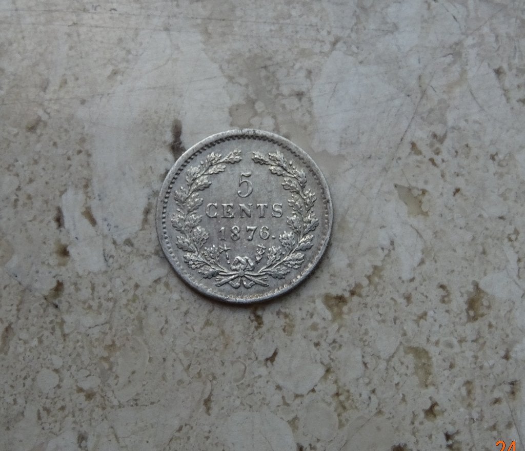 5 cent 1876, Postzegels en Munten, Koning Willem III, Zilver, Losse munt, Overige waardes