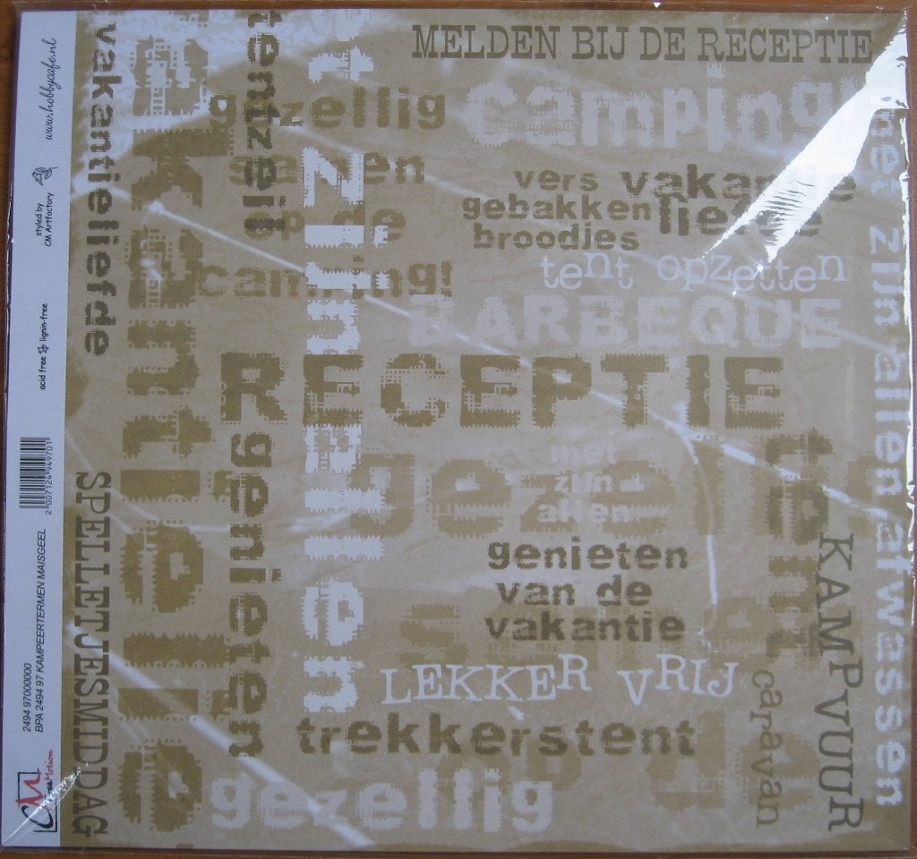 Scrapbook vel papier - Kampeertermen thema, Ophalen of Verzenden, Zo goed als nieuw, Papier of Karton, Overige merken