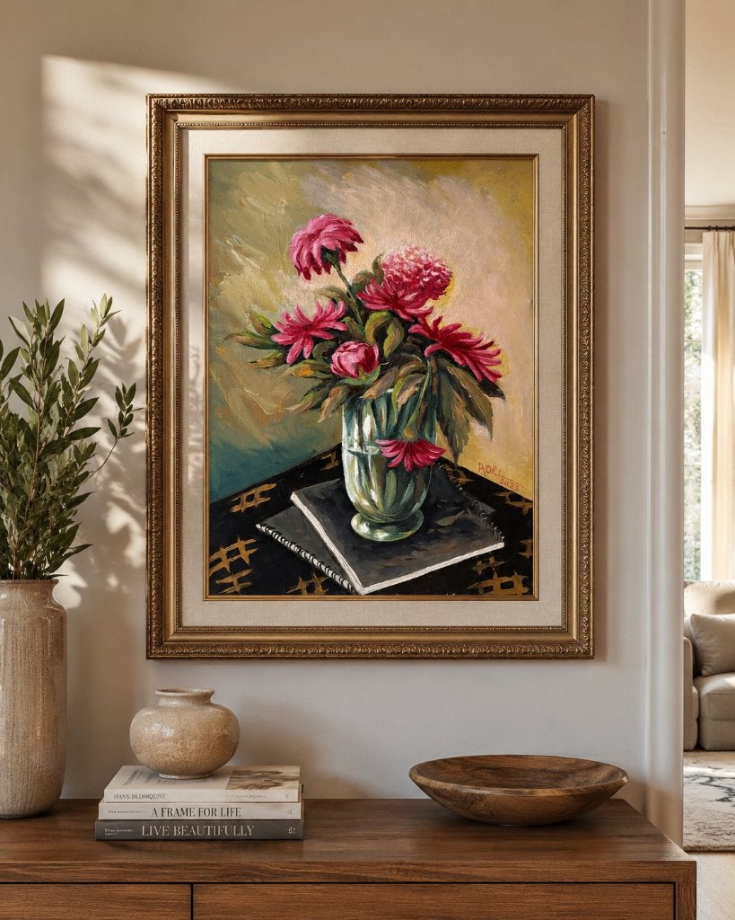 Flowers - Oil Painting on 40x50 Canvas, Antiek en Kunst, Bloemen, Doek, Impressionistisch, Ophalen of Verzenden