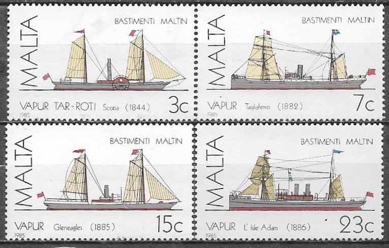 Malta serie Stoomschepen (III) 1985, Verzenden, Malta, Postfris