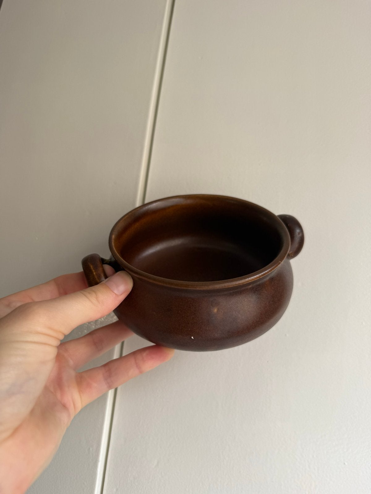 Vintage bruin kommetje met oren, Antiek en Kunst, Ophalen