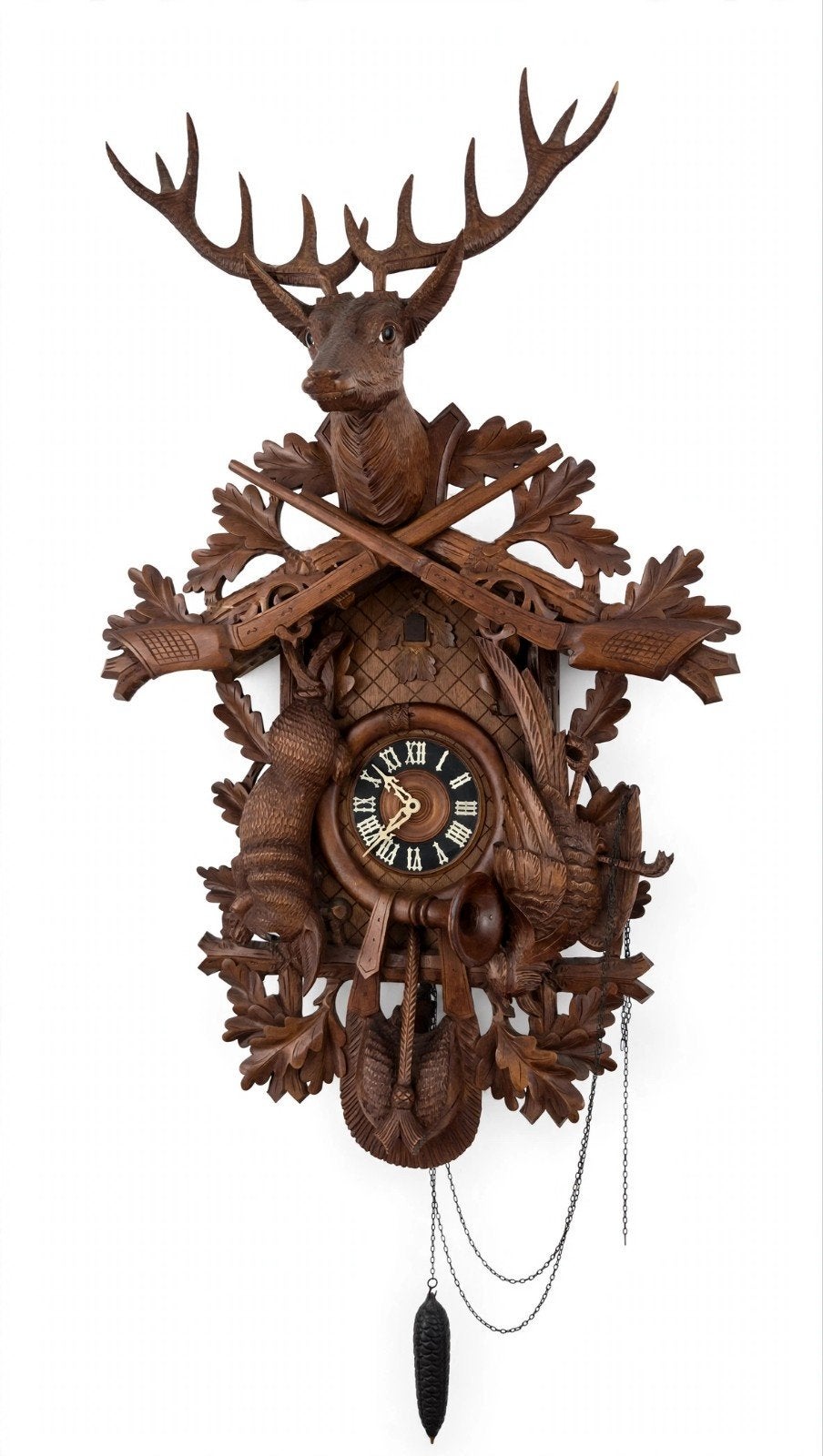MEGA (73 x 113 cm) Antieke Jagdstück Koekoeksklok ca.1900, Antiek en Kunst, Ophalen