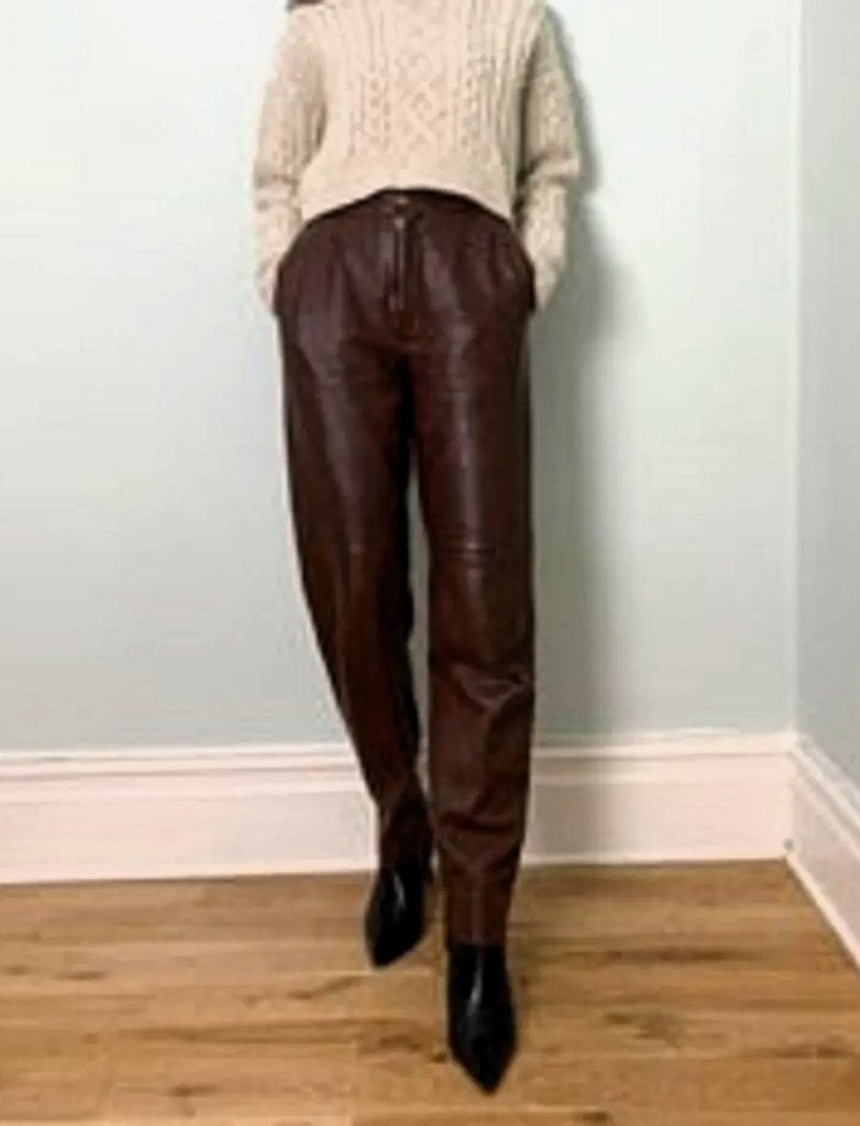 Bruine Lange Leren Broek van Stig P * Mt. 38/40 * Z.G.A.N. *, Kleding | Dames, Maat 38/40 (M), Bruin, Ophalen of Verzenden, Lang