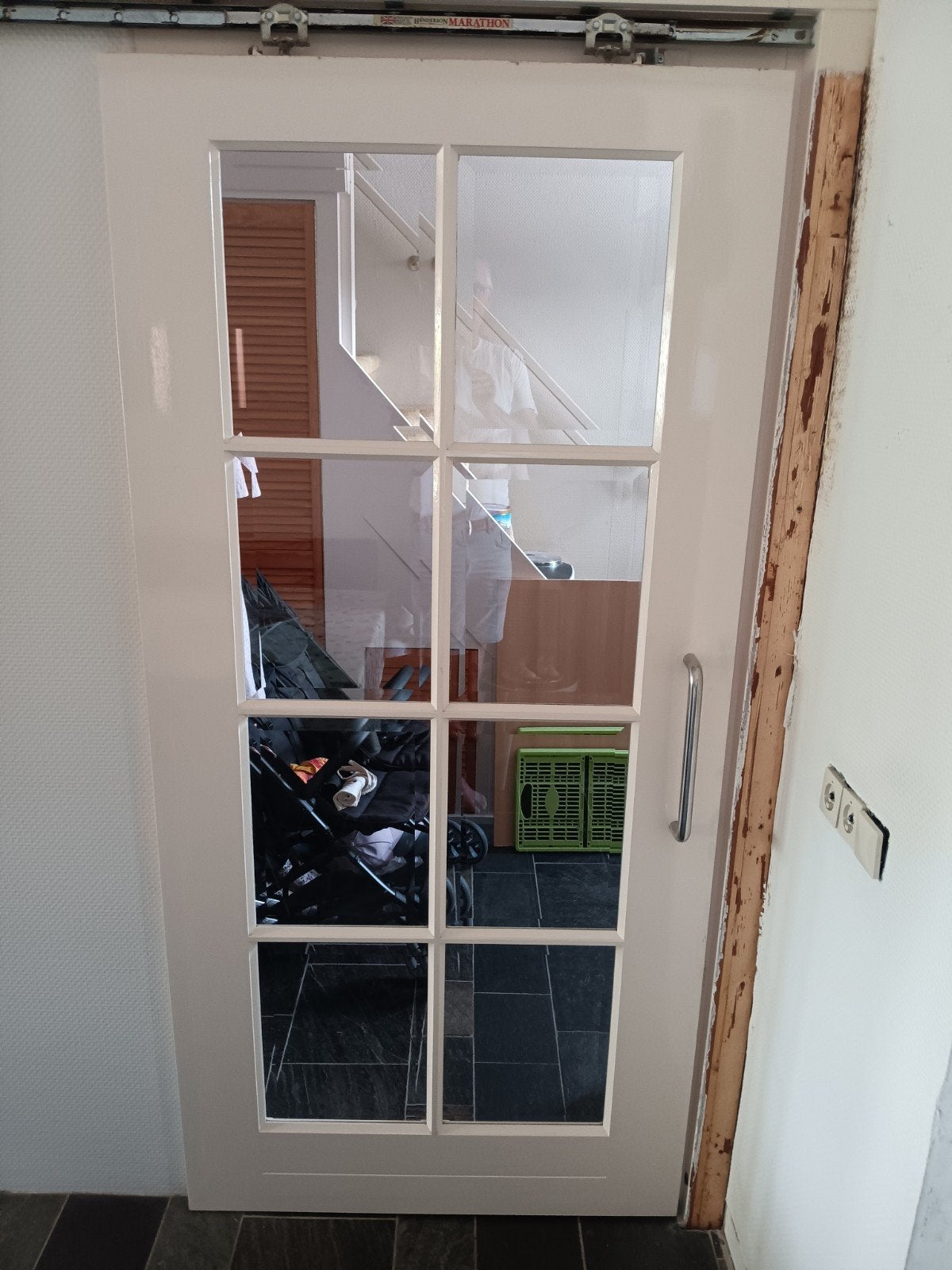 Glazen schuifdeur met Henderson Marathon systeem, Doe-het-zelf en Verbouw, Deuren en Horren, Ophalen, Schuifdeur, Binnendeur, 200 tot 215 cm