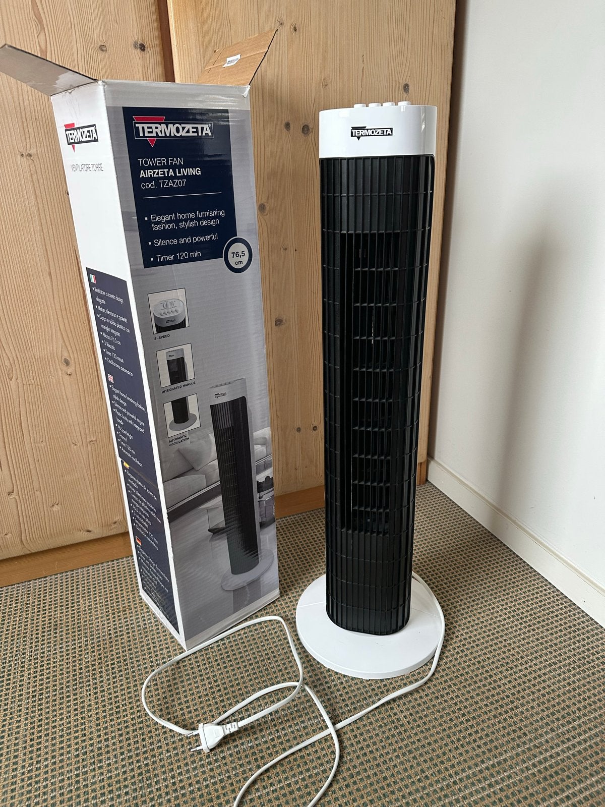 Fluisterstille en energiezuinige torenventilator met swing, Ophalen, Zo goed als nieuw, Torenventilator