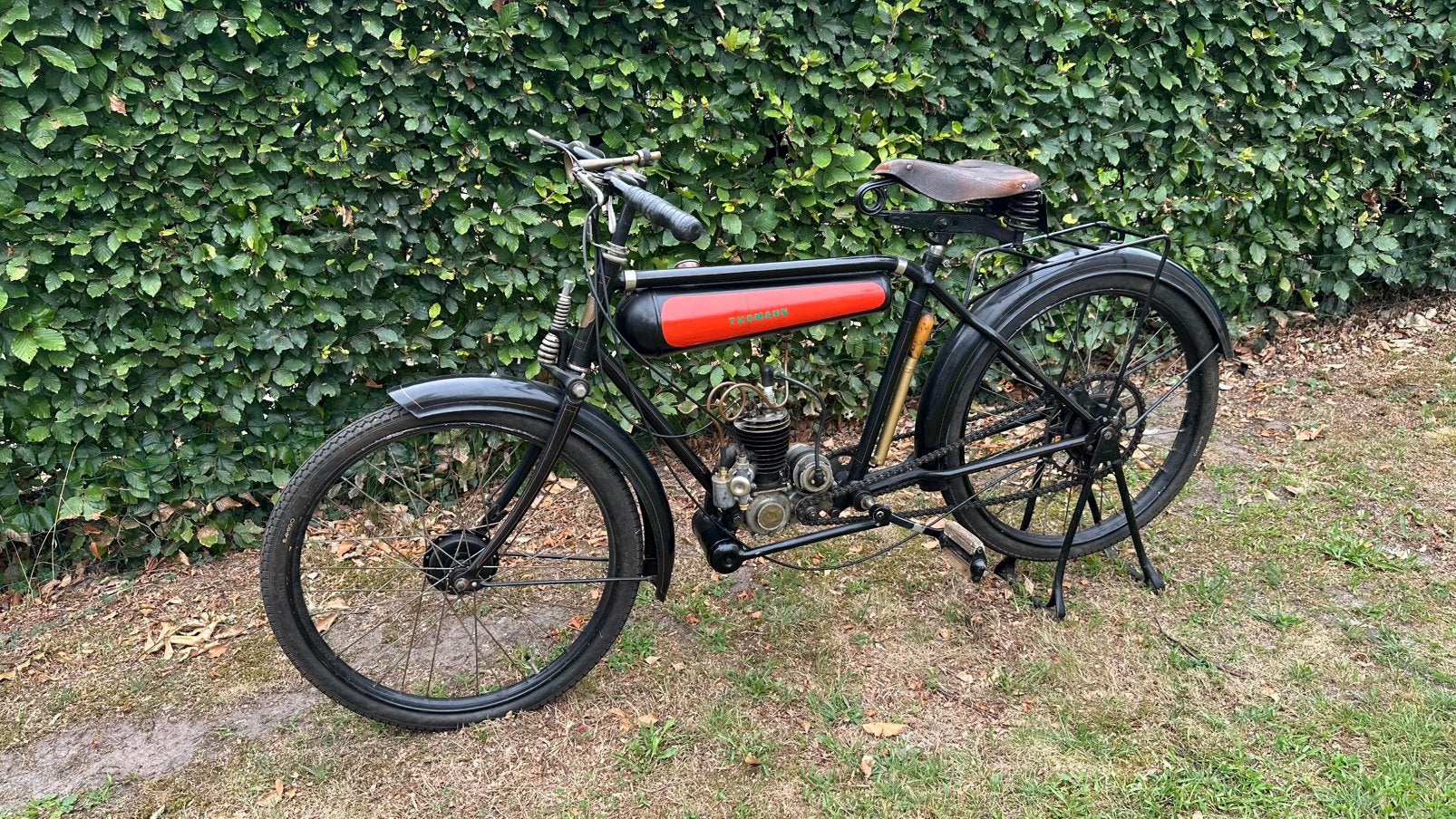 Zeldzame Jean Thomann gemotoriseerde fiets (ca. 1920), Fietsen en Brommers, 99 cc, Maximaal 25 km/u, Ophalen, Overige merken