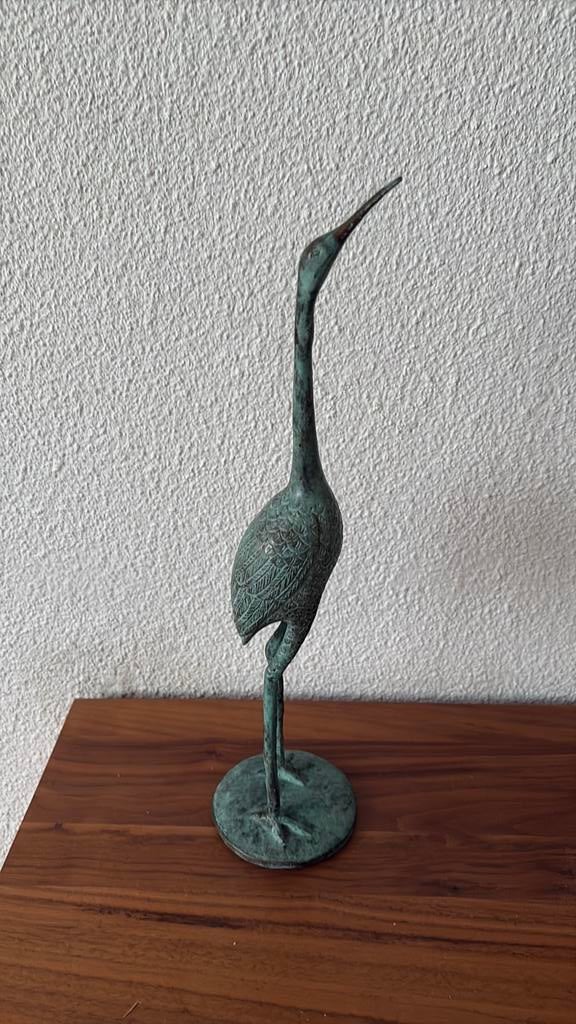 Bronzen beeld kraanvogel, Ophalen of Verzenden