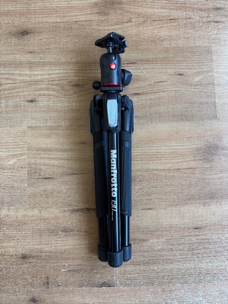 Manfrotto 190 statief + MH496-BH video foto head, Audio, Tv en Foto, Fotografie | Statieven en Balhoofden, Gebruikt, 125 cm of minder