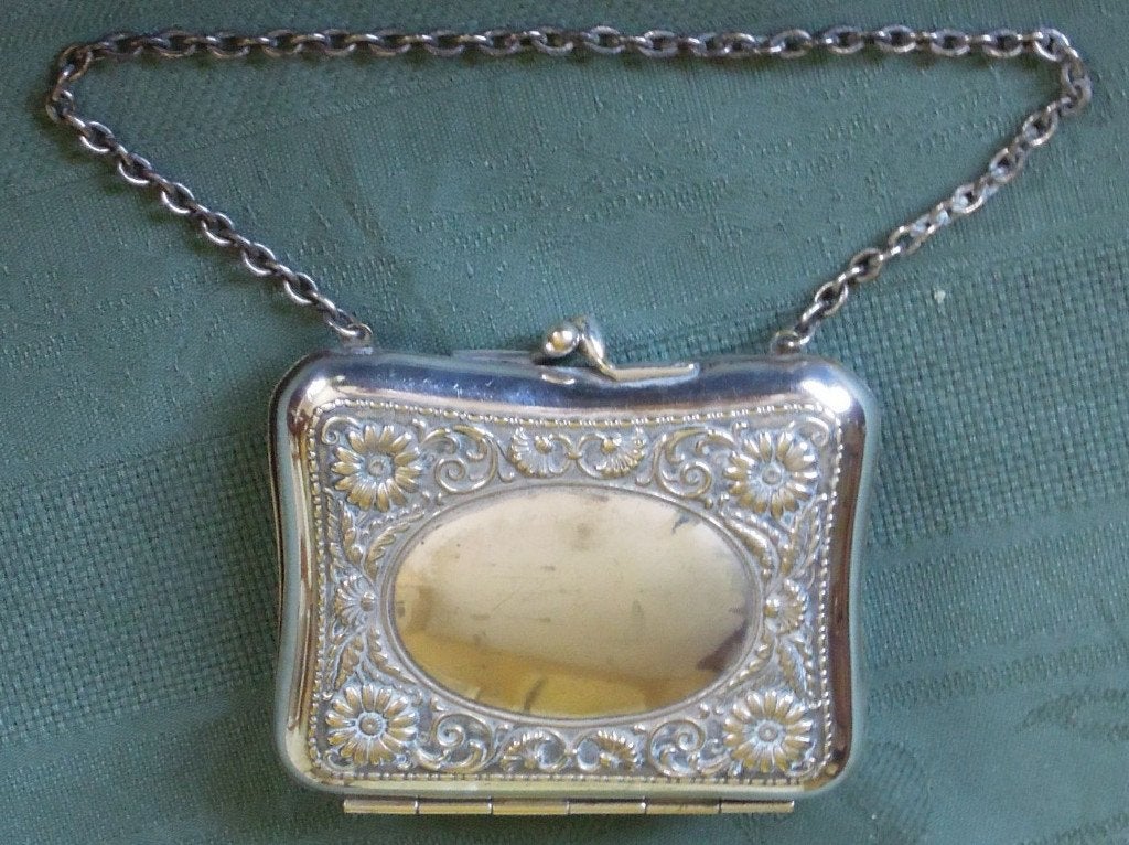 Nr G167: Antiek verzilverd Engels tasje (purse), Ophalen of Verzenden, Zilver
