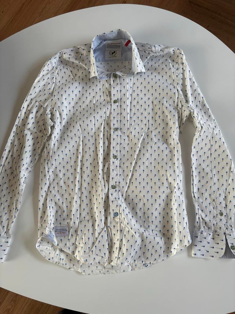 A Fish Named Fred overhemd met ijsjesprint, Kleding | Heren, Ophalen of Verzenden, Zo goed als nieuw, Wit, Overige halswijdtes