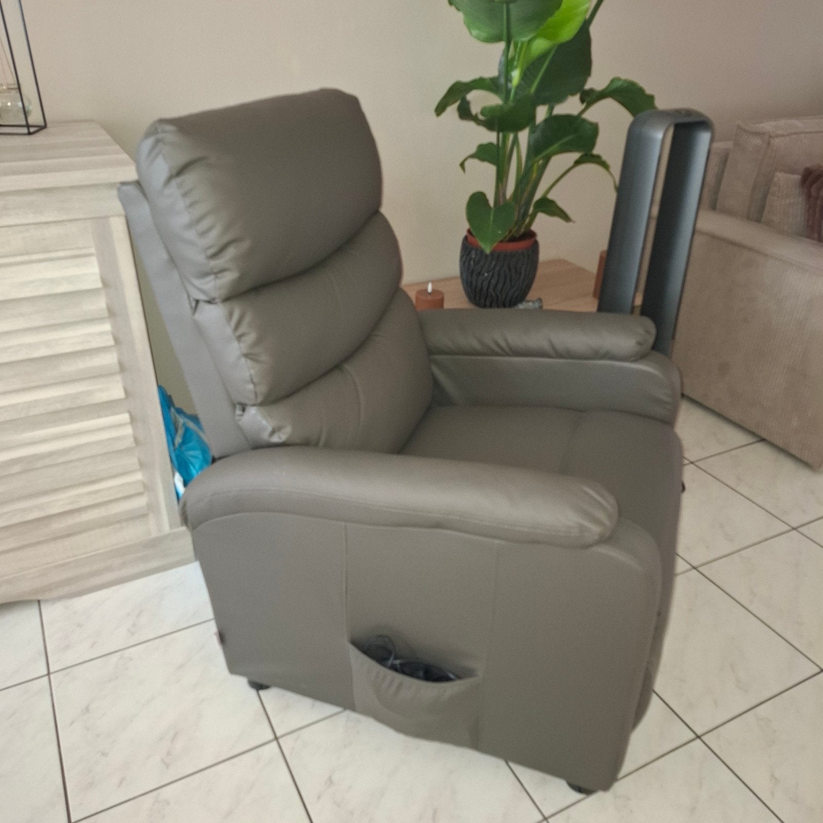 Massage relaxfauteuil met verstelbaar voeteneinde, Ophalen, Gebruikt, Modern, Comfort, Leer