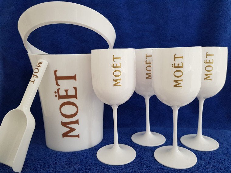 Moet&Chandon Champagne Koeler 4 Glazen incl Ijsschep., Ophalen of Verzenden, Nieuw, Overige typen