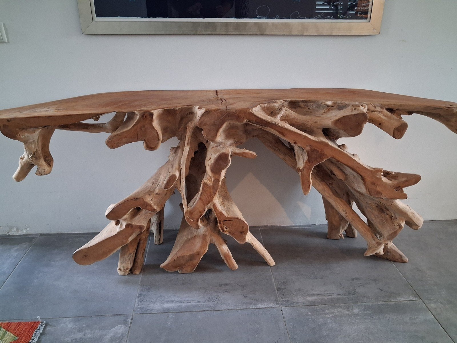 Sidetable van wortelhout teak - 200x80x43 cm, 75 cm of meer, 200 cm of meer, Rustiek, Organisch, Natuurlijk, Zo goed als nieuw