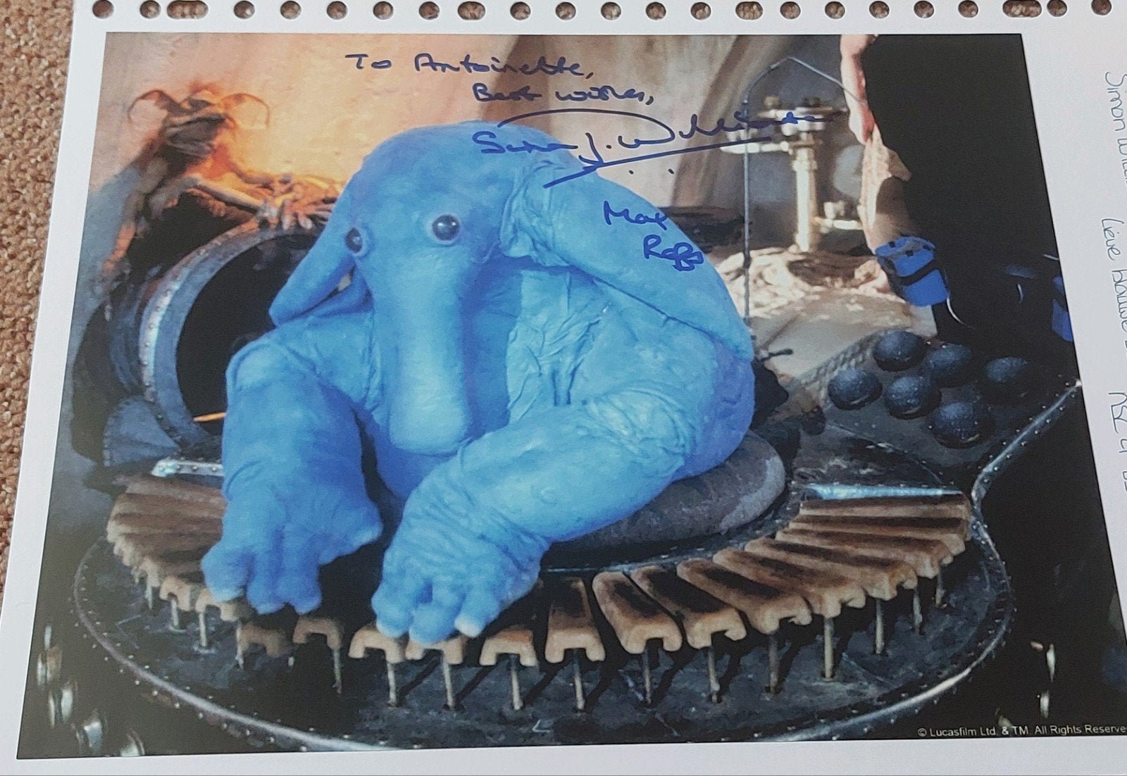 Handtekening Simon Williamson - Max Rebo, Ophalen of Verzenden