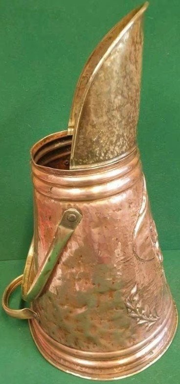 Antieke Koperen pellet Kolenemmer Rembrandt Reliëf pelletkit, Ophalen of Verzenden, Koper