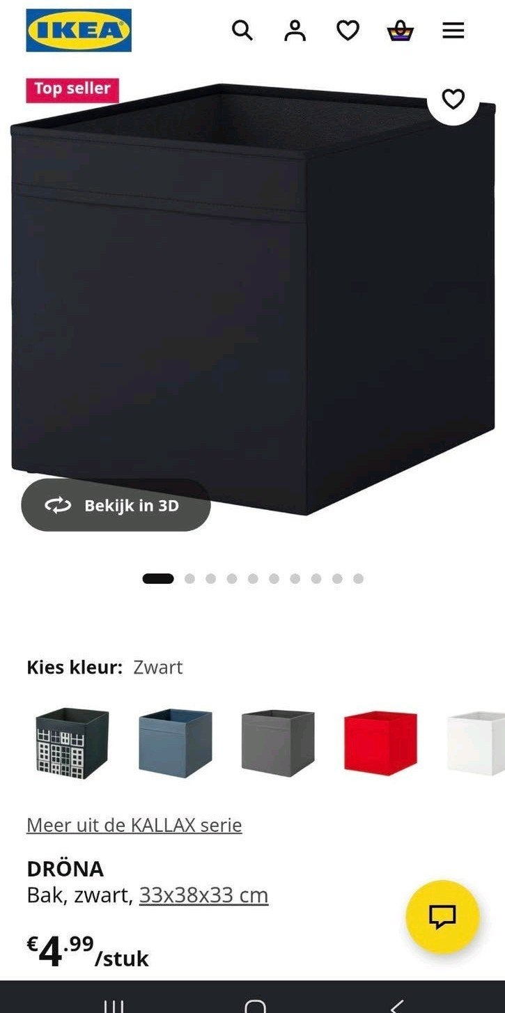 IKEA DRÖNA bakken voor vakkenkast (5 stuks), Ophalen, Zwart, Overige materialen, Zo goed als nieuw