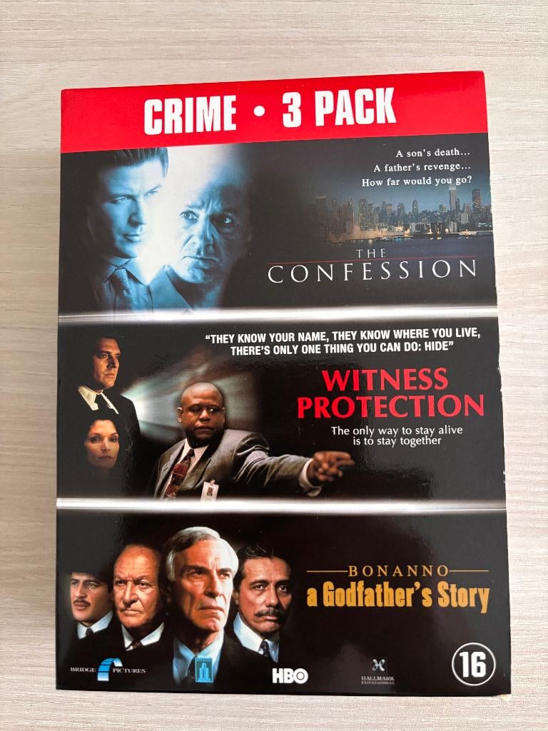 DVD Crime Box; confession,  witness protection, godfather., Vanaf 16 jaar, Boxset, Actiethriller, Ophalen of Verzenden