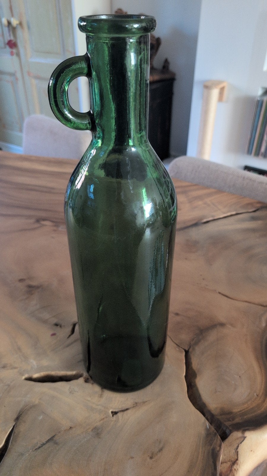 Groene Glazen Fles met Oor - 50 cm, Ophalen