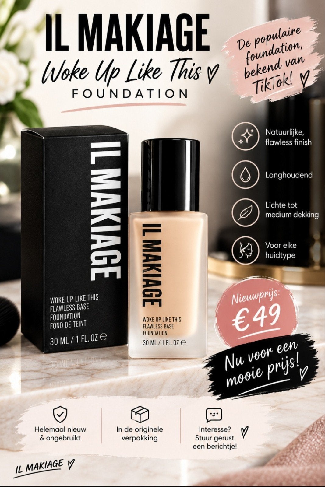 IL MAKIAGE Foundation, Ophalen, Nieuw, Beige, Gehele gezicht