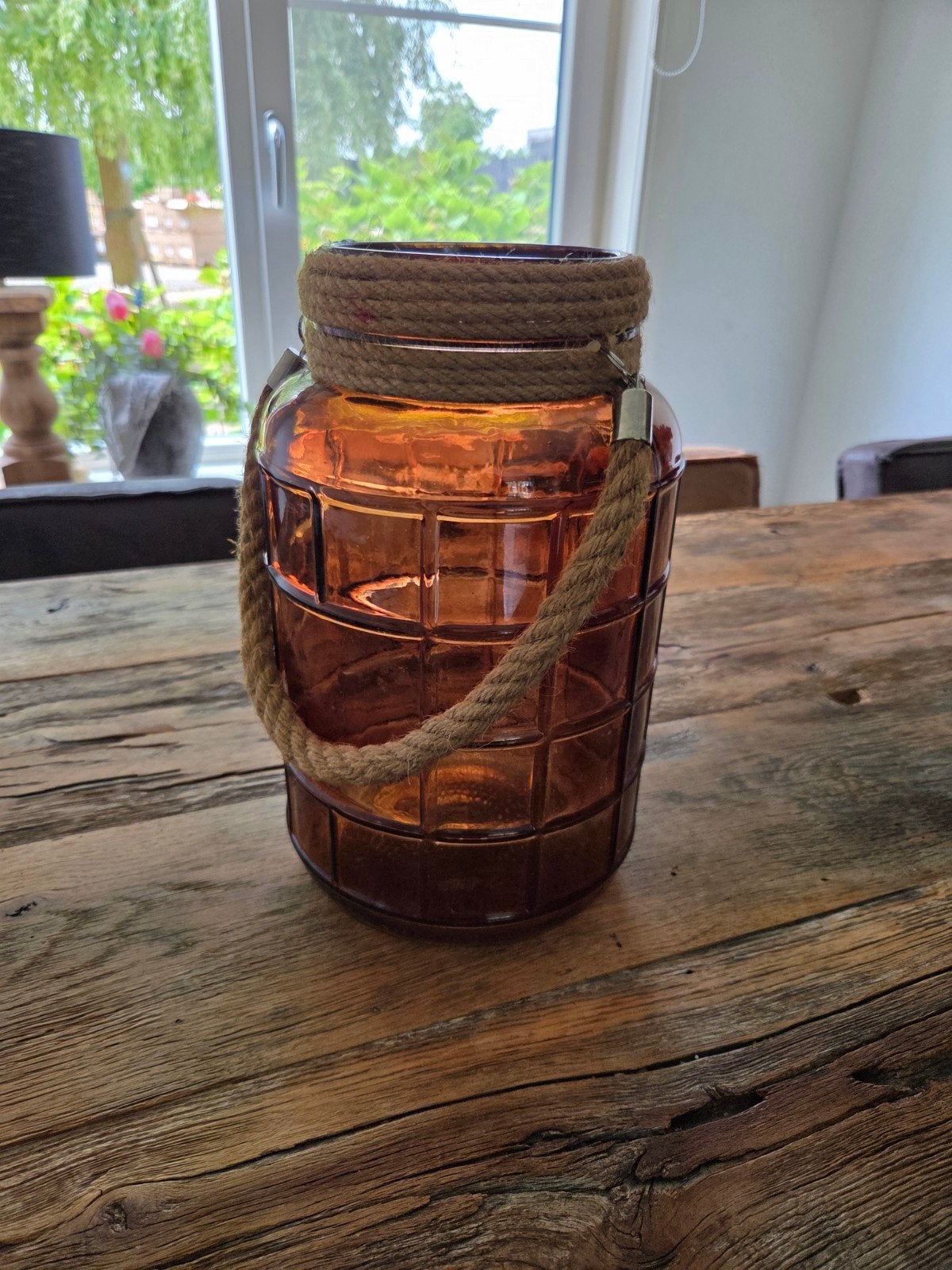 Mooie vaas/ windlicht, Huis en Inrichting, Woonaccessoires | Vazen, Ophalen of Verzenden, Zo goed als nieuw, Glas, Minder dan 50 cm
